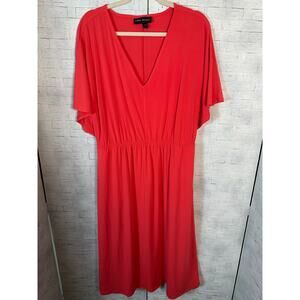 Lane Bryant womens maxi shirt dress orange feminine TradMom pockets plus size